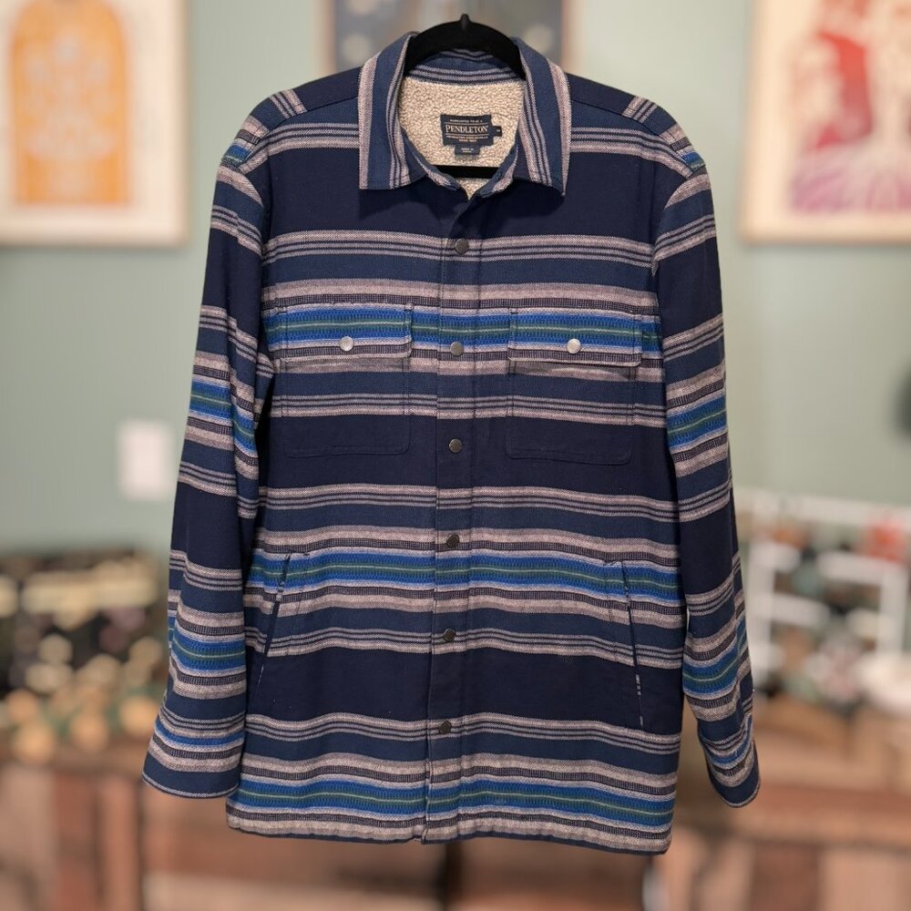 Pendleton Blue Striped Shirt Jacket